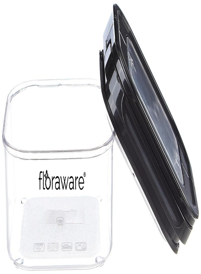 Floraware Food Safe Plastic Multiuse Square Lock & Lock Airtight Container,Multipurpose Jar, Grocery Container 450ml, Set 6, BPA Free, Black - Image 3